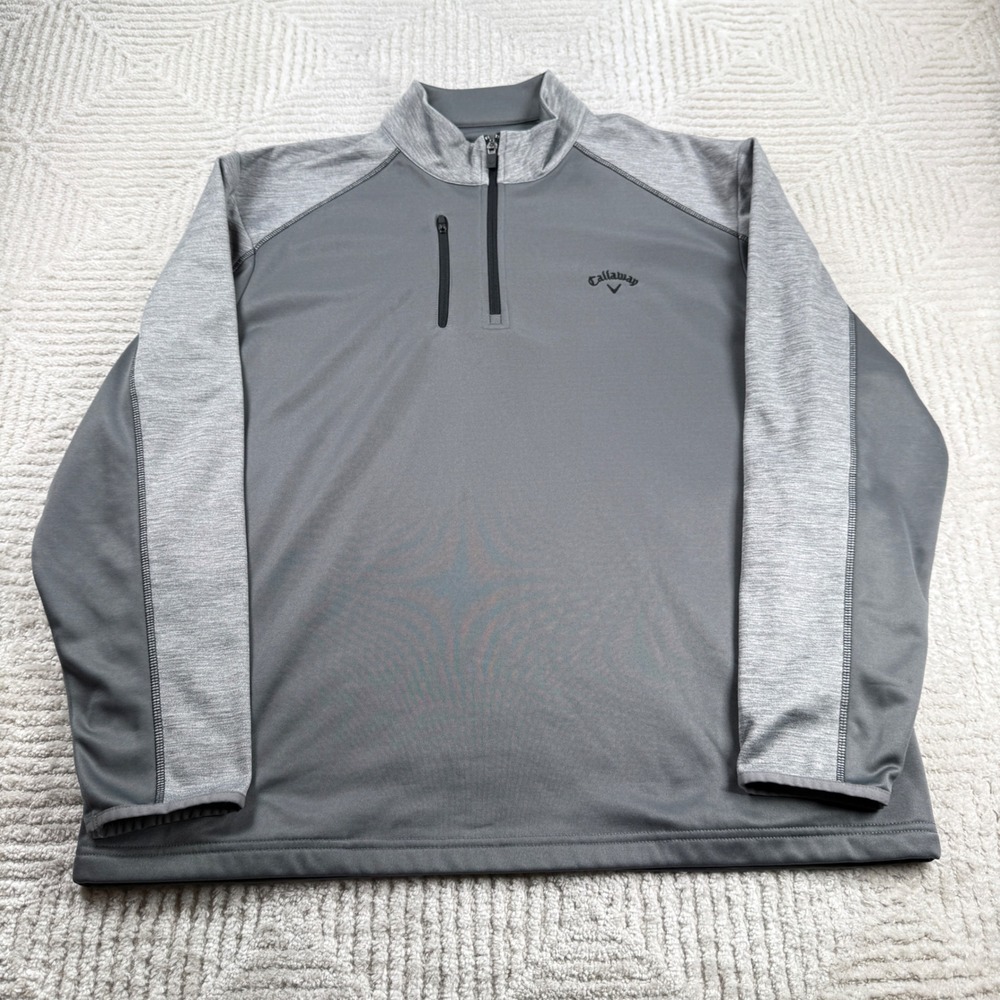 Callaway Quarter Zip Pullover Men XL Grey Golf Layer Gym Outdoors Gorpcore Basic